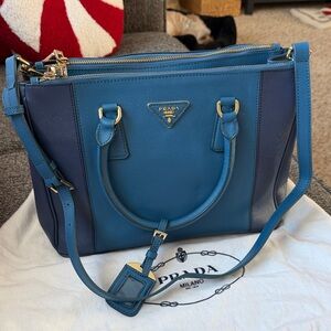 Prada Dual-Tone Blue Satchel